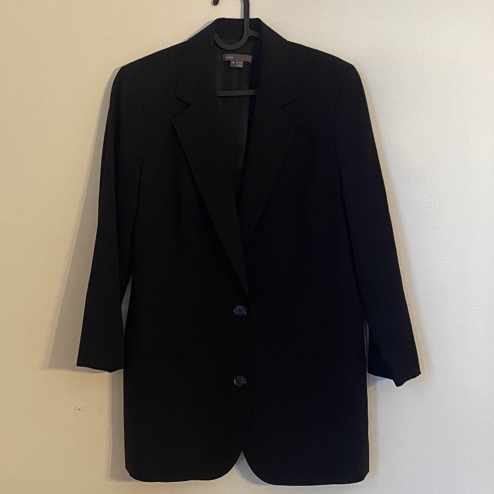 Vince Black Wool Blend Blazer with Shrunken Sleeves Size 6